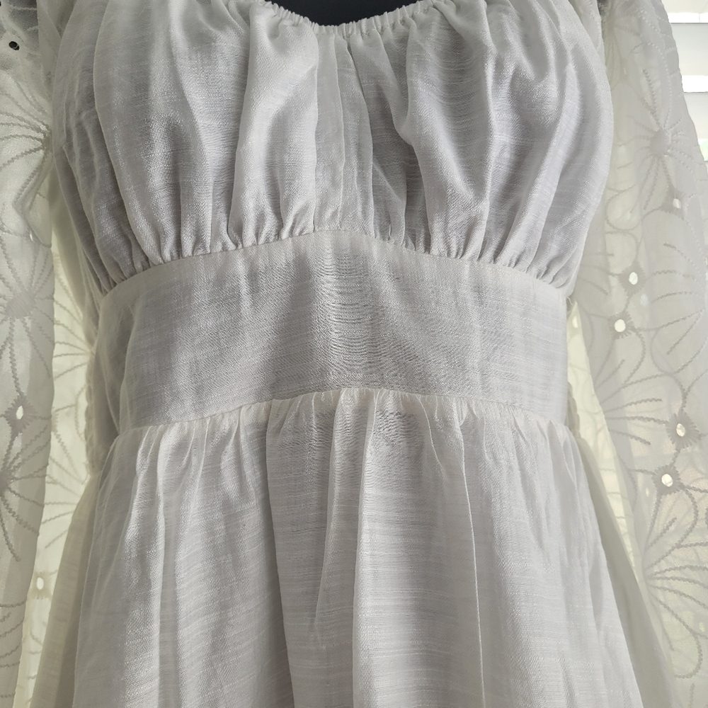 LULUS size S Elegant White Dress with Floral Sleeves. New with tag. - Picture 5 of 14